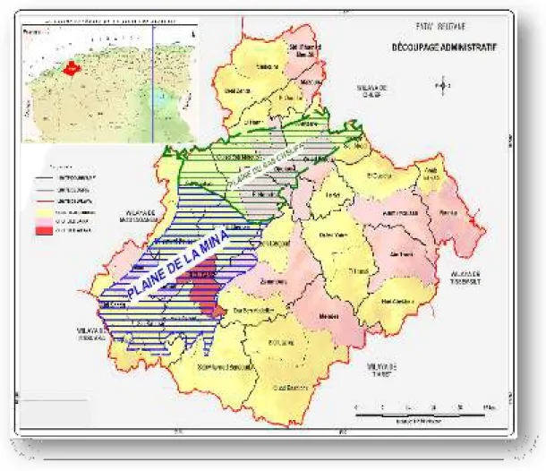 Figure 1 : Limites administratives de la wilaya de Relizane. 