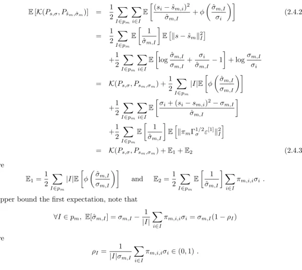 Table 2.3. Ratio between the L 2 -risk of σ ˜ and the minimal one among the σ ˆ m ’s.