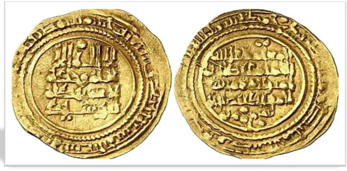 Figura núm. 06: Dinar de oro de Al-Mu„tamid del año 474H (1081). 7