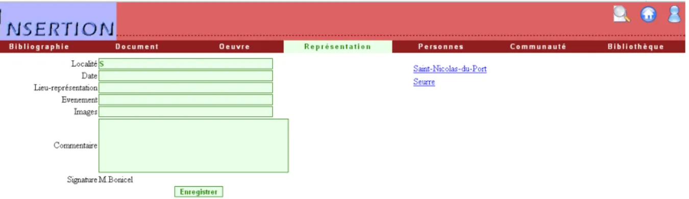 Fig. 1 : interface d’insertion et saisie assistée des données 