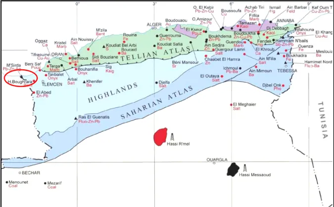 Figure III. 1 : Localisation du gisement de Hammam Boughrara. 