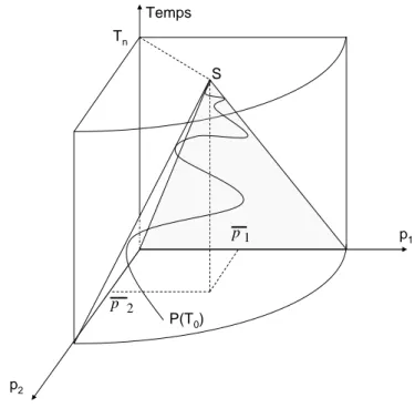 Figure 8.2- Trajectoires convergentes bornées par les génératrices du cône 