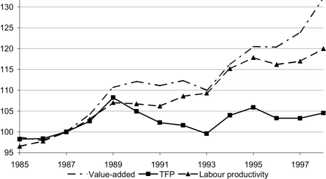 Table 3.1: Contribution of the use of IT and of the production of ICT (1987-1998) 