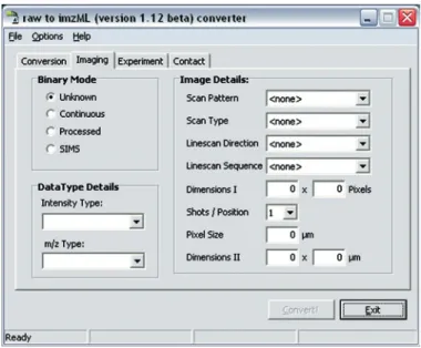 Fig. 13. imzML converter: User interface for imaging details.