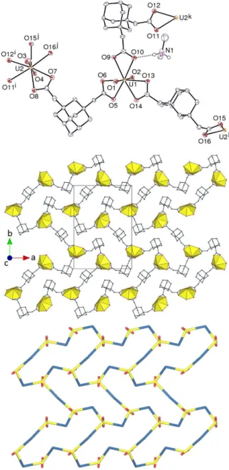 Figure 6. Top: View of complex 3. Displacement ellipsoids are drawn at  the 50% probability level