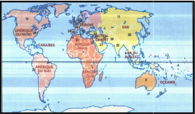 Figure 02 : Répartition géographique du nématode à  le monde. 