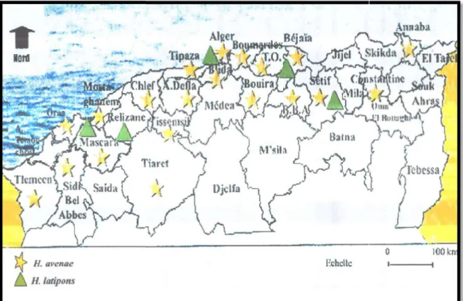 Figure 03 : Distribution des espèce en Algérie. 