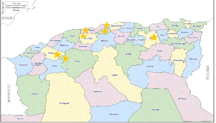 Figure 09: Situation géographique des wilayas. 