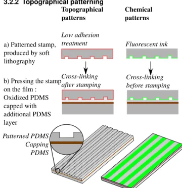 Figure 4. Process steps for the topographic patterning of a system before rolling.