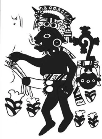 Figure 1. Self-sacrifice painted on a floor at La Ventilla,  Zone 2. After a drawing by Nicolas Latsanopoulos.
