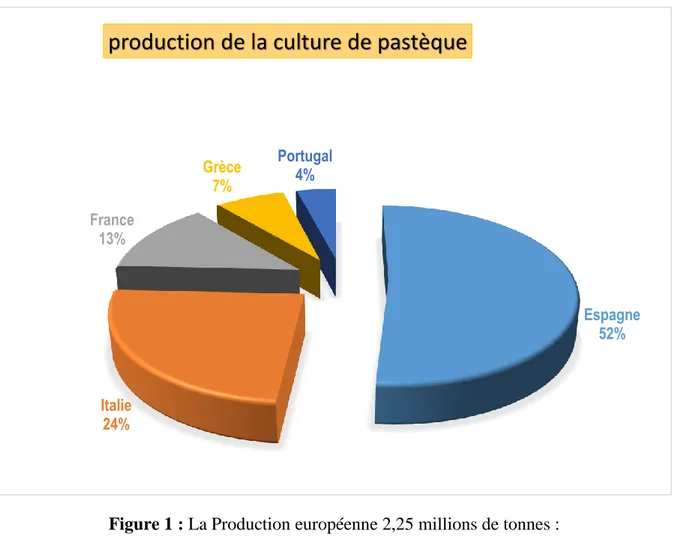 Figure 1 : La Production européenne 2,25 millions de tonnes :