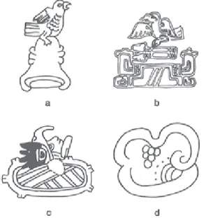 Figura 1. Signos glíficos que incorporan “cerro” y “cueva” 