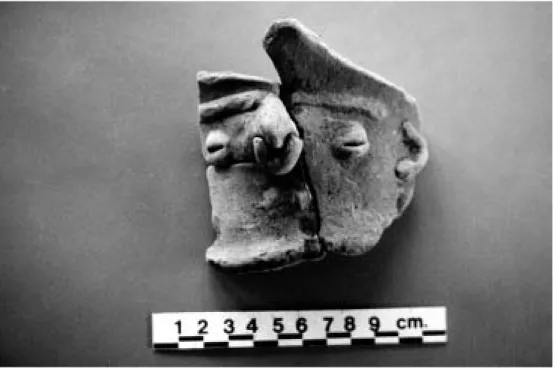 Figura 13. Fragmento del cuello de una vasija, decorado con cara antropomorfa (fase Morro).