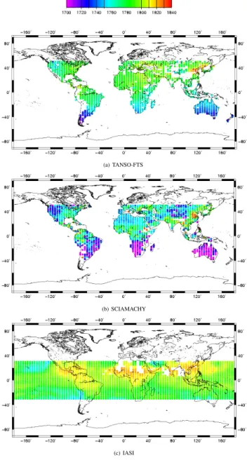 Fig. 2. Satellite ”super-observations” ( Fig. 2. Satellite “super-observations” (ppb) used in the inversions ppb) used in the inversions for the month of July 2010
