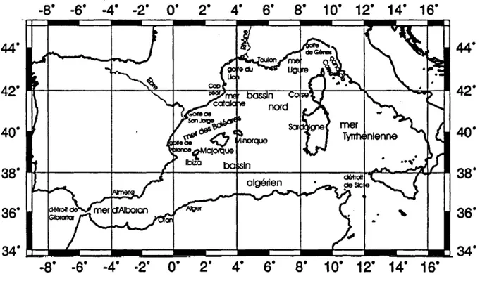 Figure 17. Situation du bassin méditerranéen occidental et position des différents lieux cités
