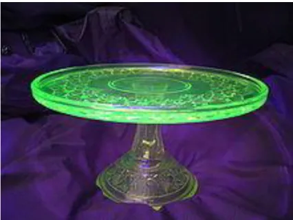 Figure 1  Uranium glassware showing green fluorescence under UV light  https://fr.wikipedia.org/wiki/Ouraline 
