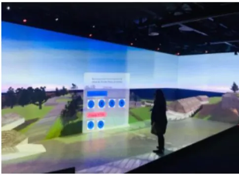Figure 2. Test of the 3D model of the Intendance’s palace in an  immersive room. 