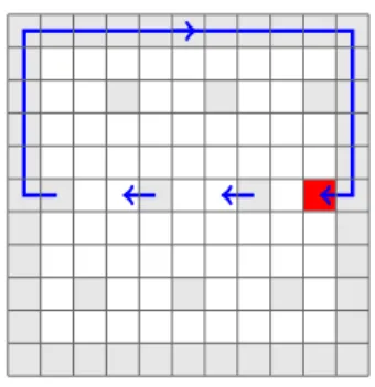 Figure 4.3: P 11  P 11 where the squares are vertices. Example of an attack in Case ii) at the red square