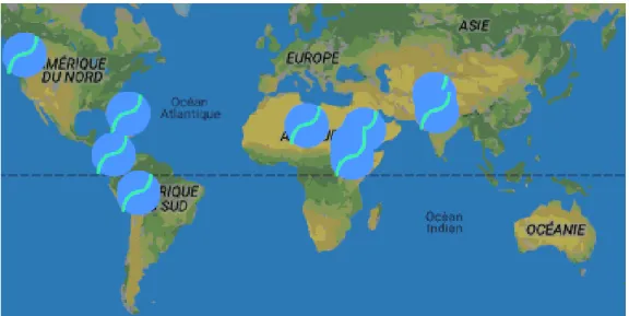 Figure 2. Répartition géographique de la spiruline. 