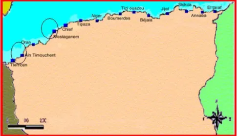 Figure 14 : Carte représentative de la côte Algérienne.