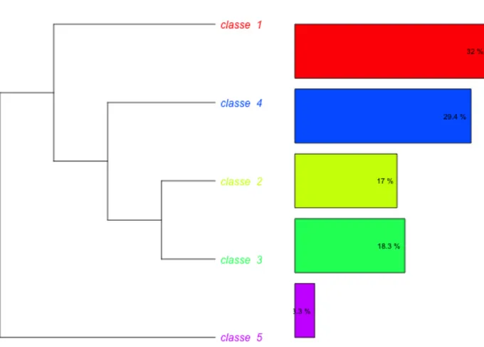 Figure 6 – Analyse par classification hiérarchique descendante (dendrogramme) du corpus majori- majori-tairement anglophone