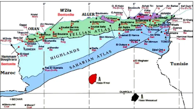 Figure II-1 : Localisation du gisement de bentonite de Hammam Boughrara. 