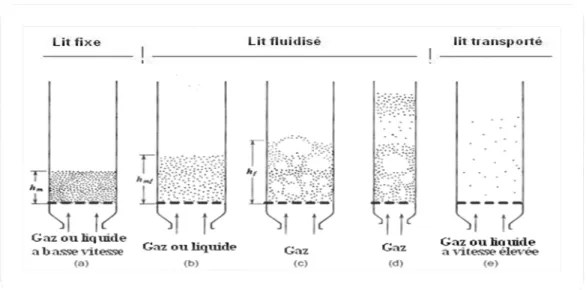 Figure I.2 : Description du phénomène de fluidisation. [8] 