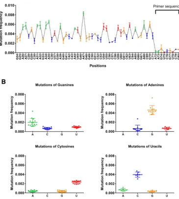 Figure 2. Mutation frequency of the ACE4 aptamer after 24 cycles of PCR.