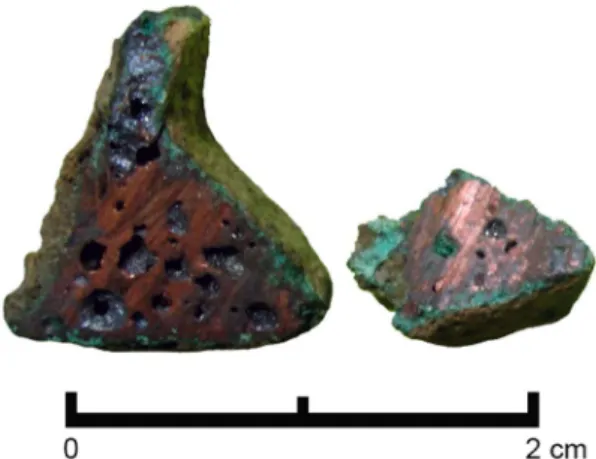 Fig. 5. Sample cut from the broken rim of the ‘Dong Son’ drum (SEALIP/TH/KS/2), showing pink colour and high porosity