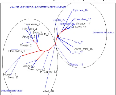 Figure 5. Analyse arborée des textes fondée sur la connexion des phonèmes 