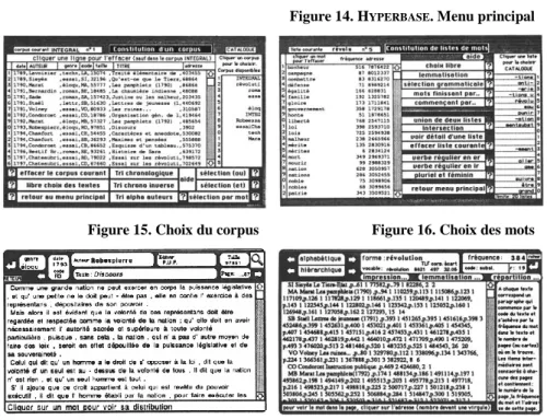 Figure 15. Choix du corpus  Figure 16. Choix des mots 