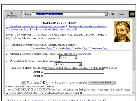 Figure 1. La base R ABELAIS  sur Internet 