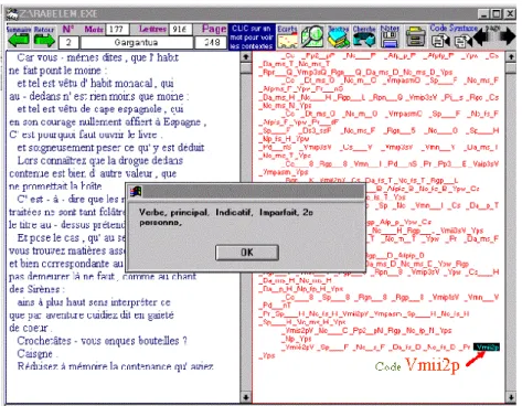 Figure 3. Codes grammaticaux 