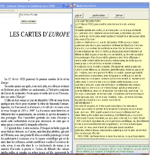 Figure 1. Représentation simultanée d’une page en mode image et en mode texte