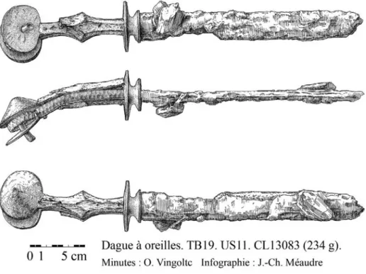 Figura 3. Dessins de la dague avant restauration.