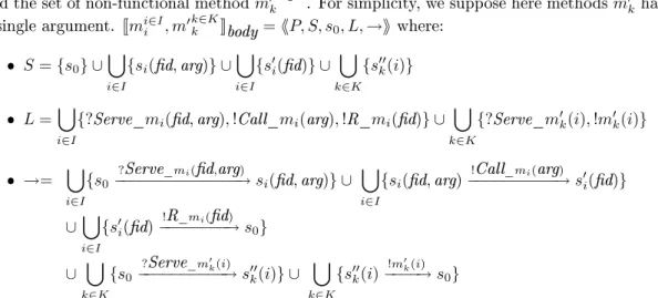 Figure 5 provides a graphical denition for the pLTS of the body dened above (in the rest of this paper we will express pLTSs graphically)