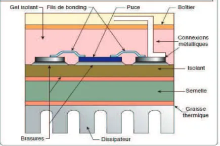 Figure I.19  Assemblage classique dumodule de puissance montésur son radiateur 