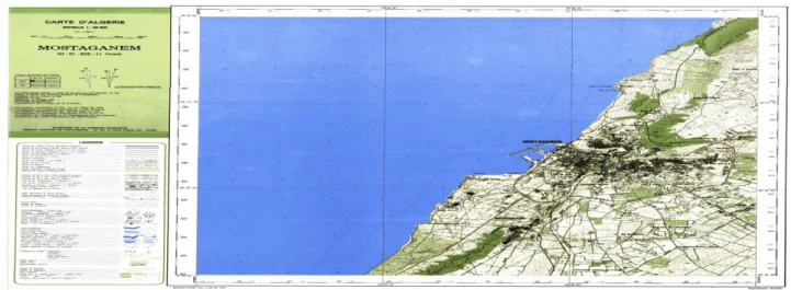 Figure II.4 :  Extrait de la carte topographique de Mostaganem  (NI -XIX-11 Ouest) à  l’échelle 1 /25000 
