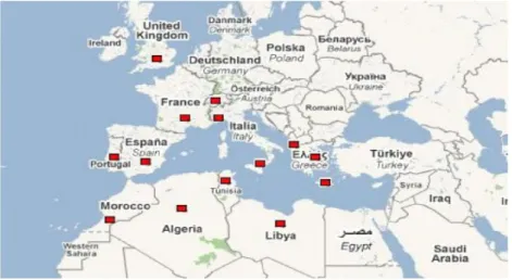 Figure 07: Carte de distribution de la mineuse « T. absoluta » dans les régions méditerranéennes 