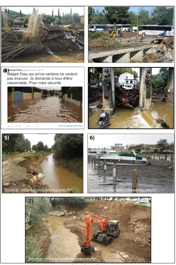 Figure 1.2 : Dégâts causés par les inondations de novembre 2014 dans le sud-est de la France