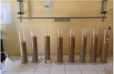 Figure 16. Sédimentation des particules inférieures à 0,08 mm des huit échantillons.