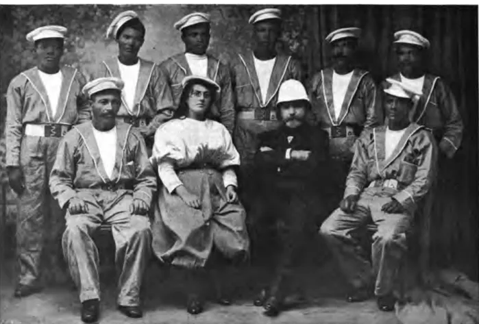 Fig. 2. The Coudreaus with the crew that Octavie would later lead (Renard-Coudreau,  1900)  