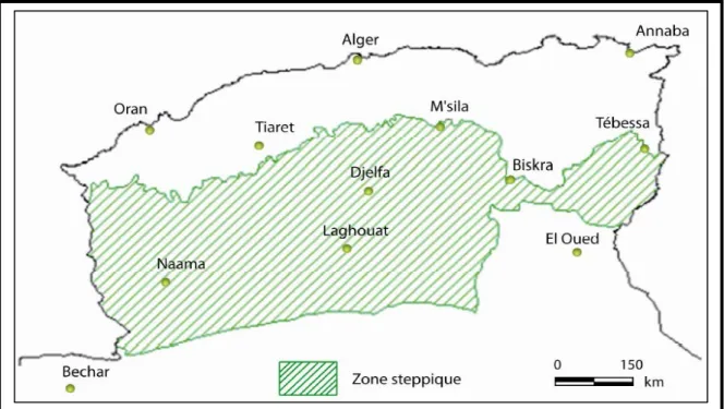 Figure N° 1: Délimitation des steppes algériennes. 