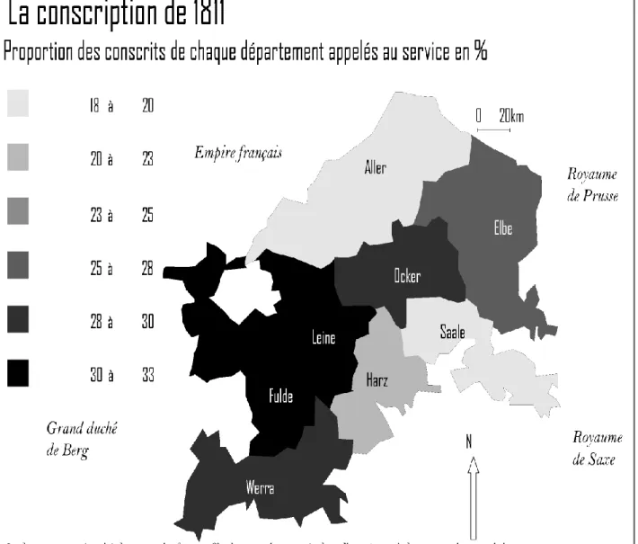 Figure 1 La conscription de 1811: la proportion des conscrits appelés  