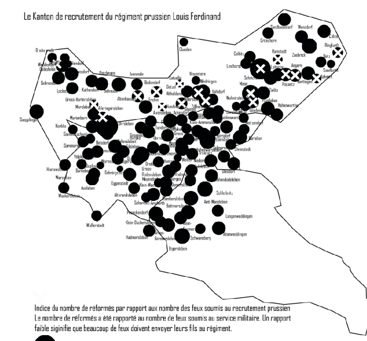 Figure 1 Les villages du Kanton du régiment Louis Ferdinand 