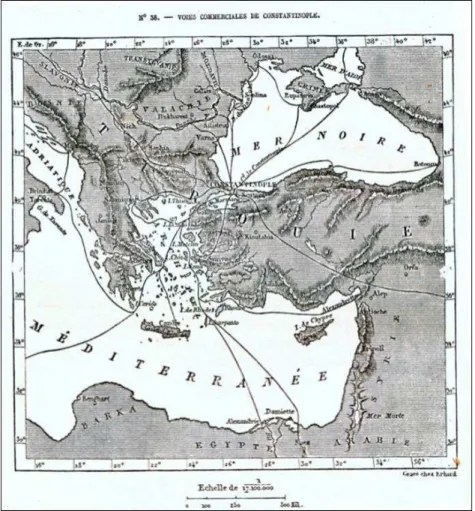 Fig. 1 – Voies commerciales de Constantinople, NGU, vol. I, p. 240        