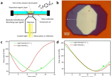 Fig.  1  presents  the  principle  of  such  experiment  and  a  significant example. A glass slide covered with 3 nm of gold is  placed  on  a  reverse  microscope  equipped  with  a  x63  immersion objective (Fig