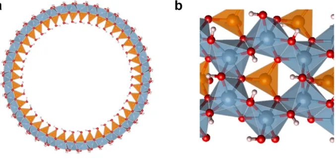 Figure  1.  (a)  Top  and  (b)  side  view  of  a  single-walled  imogolite  nanotube