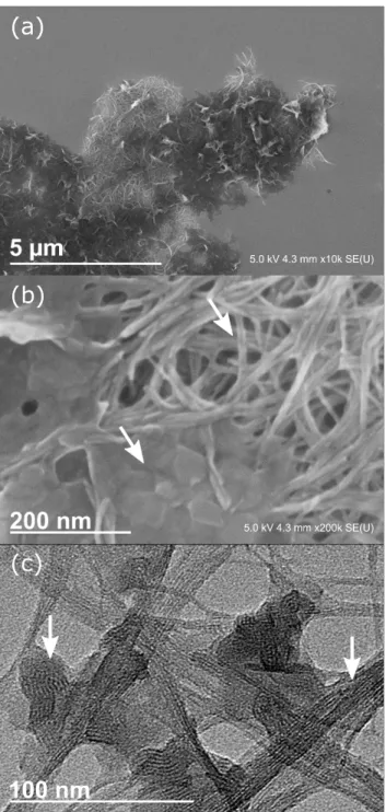 Figure 7. (a), (b) SEM picture of sample A5. (c) TEM pictures of sample A5. At least two interconnected  phases  are  visible