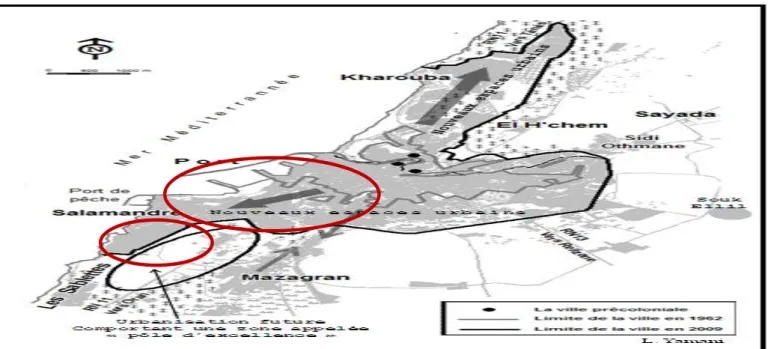 Figure 03 : Carte descriptive de la Wilaya de Mostaganem (parution des deux ports) 